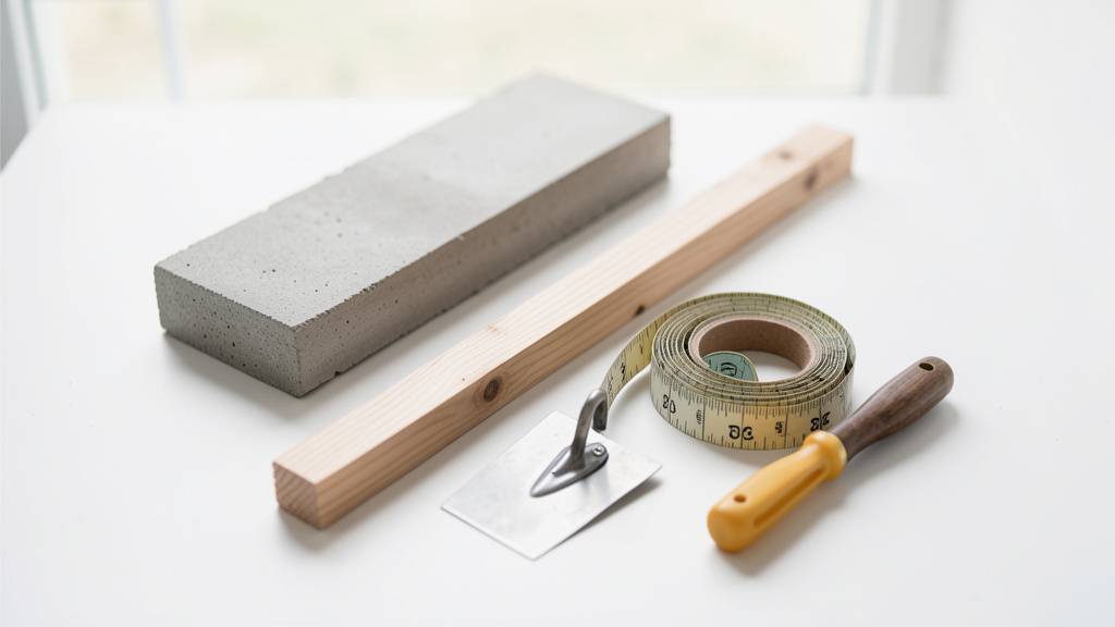 Outillage de maçonnerie et sacs de mortier posés sur une palette de chantier